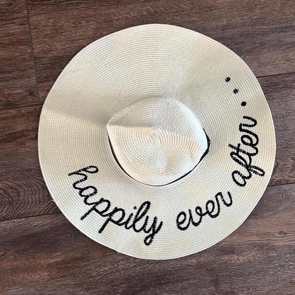 Happily Ever After Honeymoon Floppy Straw Hat Sun Beach - Picture 2 of 4
